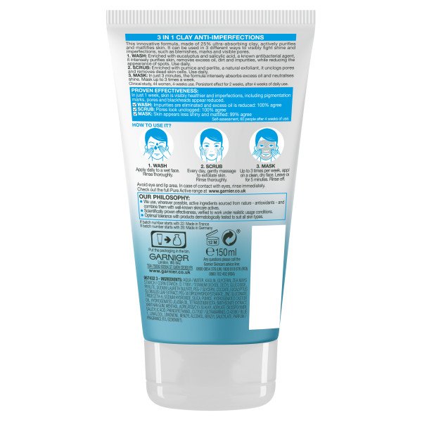 Garnier 3-in-1 Clay Face Scrub