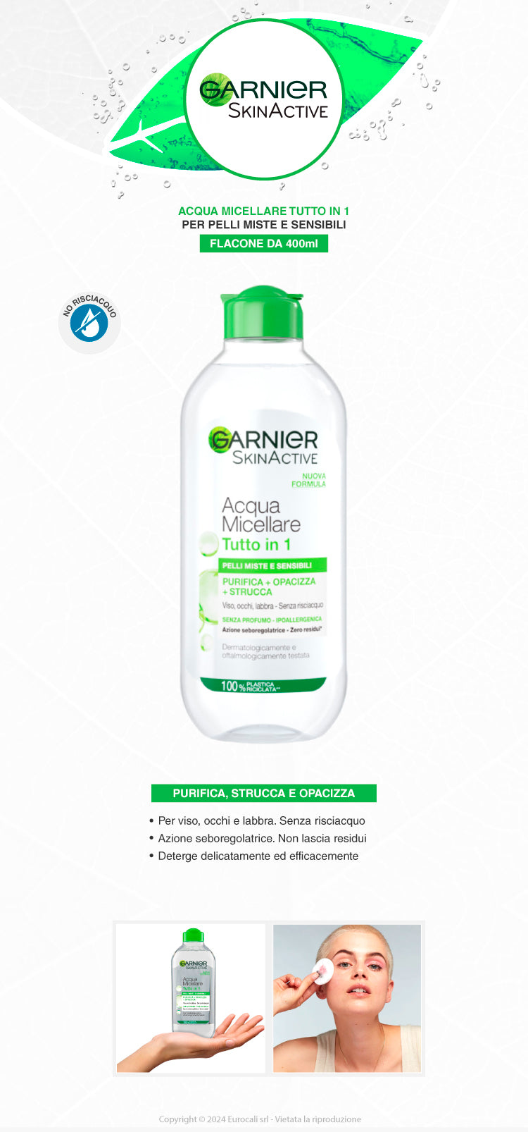 Garnier Acqua Micellare Tutto in 1 Pelli Miste e Sensibili